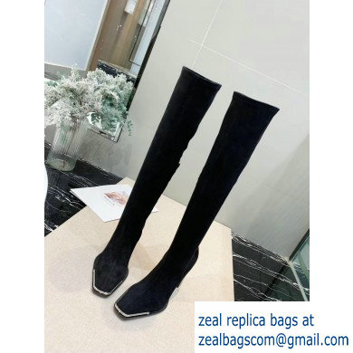 Alexander Wang Heel 10cm Mascha Knee High Boots Suede Black 2019 - Click Image to Close