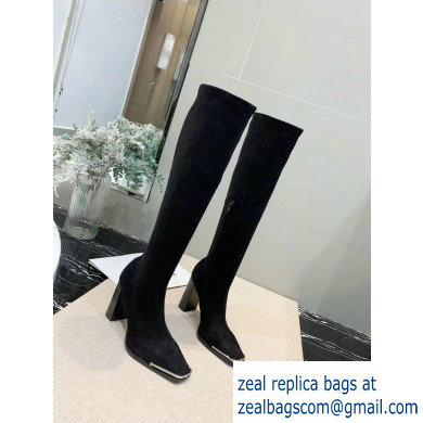 Alexander Wang Heel 10cm Mascha Knee High Boots Suede Black 2019