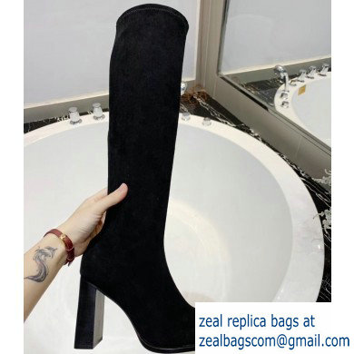 Alexander Wang Heel 10cm Mascha Knee High Boots Suede Black 2019 - Click Image to Close