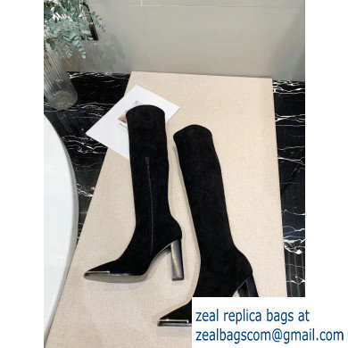 Alexander Wang Heel 10cm Mascha Knee High Boots Suede Black 2019