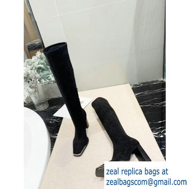 Alexander Wang Heel 10cm Mascha Knee High Boots Suede Black 2019