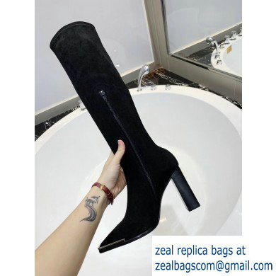 Alexander Wang Heel 10cm Mascha Knee High Boots Suede Black 2019 - Click Image to Close