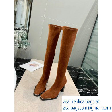 Alexander Wang Heel 10cm Mascha Knee High Boots Suede Caramel 2019 - Click Image to Close