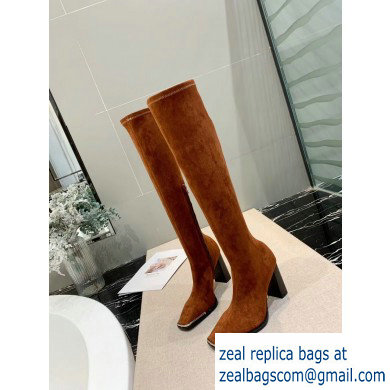 Alexander Wang Heel 10cm Mascha Knee High Boots Suede Caramel 2019 - Click Image to Close