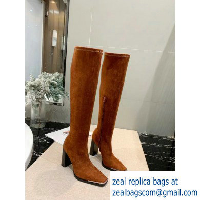 Alexander Wang Heel 10cm Mascha Knee High Boots Suede Caramel 2019