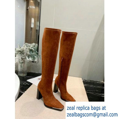 Alexander Wang Heel 10cm Mascha Knee High Boots Suede Caramel 2019 - Click Image to Close