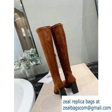 Alexander Wang Heel 10cm Mascha Knee High Boots Suede Caramel 2019 - Click Image to Close