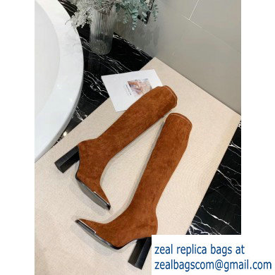 Alexander Wang Heel 10cm Mascha Knee High Boots Suede Caramel 2019 - Click Image to Close