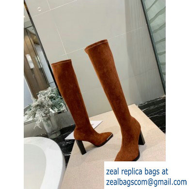 Alexander Wang Heel 10cm Mascha Knee High Boots Suede Caramel 2019 - Click Image to Close