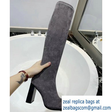 Alexander Wang Heel 10cm Mascha Knee High Boots Suede Gray 2019 - Click Image to Close