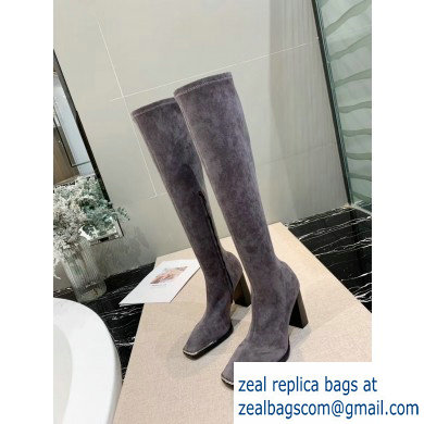 Alexander Wang Heel 10cm Mascha Knee High Boots Suede Gray 2019