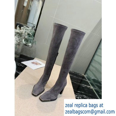 Alexander Wang Heel 10cm Mascha Knee High Boots Suede Gray 2019 - Click Image to Close