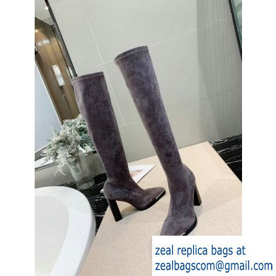 Alexander Wang Heel 10cm Mascha Knee High Boots Suede Gray 2019 - Click Image to Close