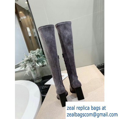 Alexander Wang Heel 10cm Mascha Knee High Boots Suede Gray 2019 - Click Image to Close