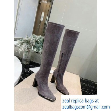 Alexander Wang Heel 10cm Mascha Knee High Boots Suede Gray 2019 - Click Image to Close