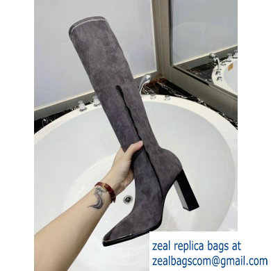 Alexander Wang Heel 10cm Mascha Knee High Boots Suede Gray 2019