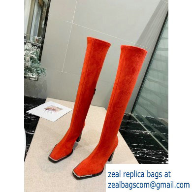 Alexander Wang Heel 10cm Mascha Knee High Boots Suede Red 2019 - Click Image to Close