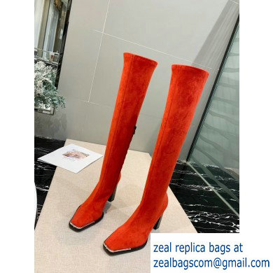 Alexander Wang Heel 10cm Mascha Knee High Boots Suede Red 2019