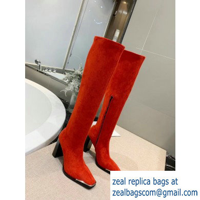 Alexander Wang Heel 10cm Mascha Knee High Boots Suede Red 2019 - Click Image to Close