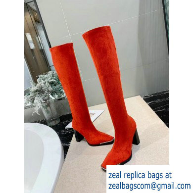 Alexander Wang Heel 10cm Mascha Knee High Boots Suede Red 2019 - Click Image to Close