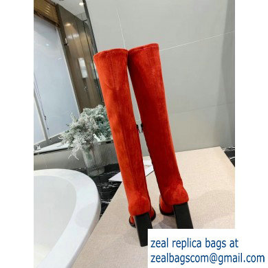 Alexander Wang Heel 10cm Mascha Knee High Boots Suede Red 2019 - Click Image to Close