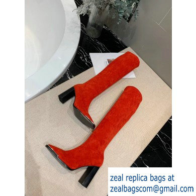 Alexander Wang Heel 10cm Mascha Knee High Boots Suede Red 2019 - Click Image to Close