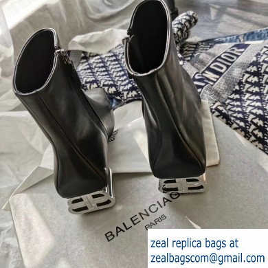 Balenciaga Semi-shiny Palladium BB Heel 4cm Typo Bootie Black 2019