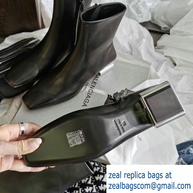 Balenciaga Semi-shiny Palladium BB Heel 4cm Typo Bootie Black 2019