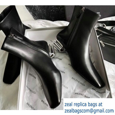 Balenciaga Semi-shiny Palladium BB Heel 4cm Typo Bootie Black 2019