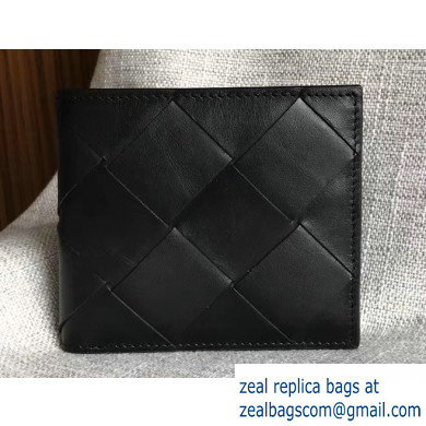 Bottega Veneta Bi-fold Wallet In Intreccio Weave Black 2019