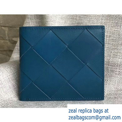 Bottega Veneta Bi-fold Wallet In Intreccio Weave Blue 2019