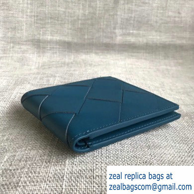 Bottega Veneta Bi-fold Wallet In Intreccio Weave Blue 2019