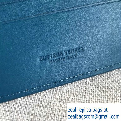 Bottega Veneta Bi-fold Wallet In Intreccio Weave Blue 2019