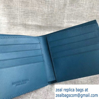 Bottega Veneta Bi-fold Wallet In Intreccio Weave Blue 2019