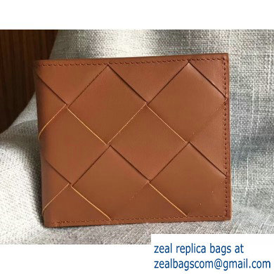 Bottega Veneta Bi-fold Wallet In Intreccio Weave Brown 2019