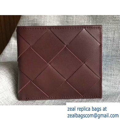 Bottega Veneta Bi-fold Wallet In Intreccio Weave Burgundy 2019 - Click Image to Close