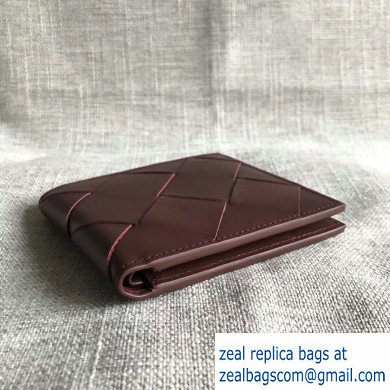 Bottega Veneta Bi-fold Wallet In Intreccio Weave Burgundy 2019