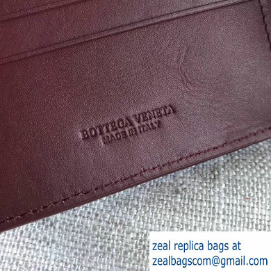 Bottega Veneta Bi-fold Wallet In Intreccio Weave Burgundy 2019