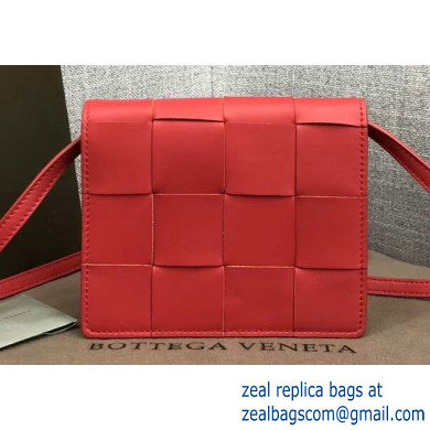 Bottega Veneta Cassette Mini Crossbody Bag In Maxi Weave Red 2019