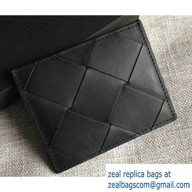 Bottega Veneta Double-sided Card Holder Case In Intreccio Weave Black 2019 - Click Image to Close