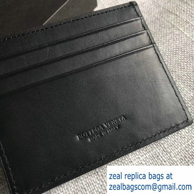 Bottega Veneta Double-sided Card Holder Case In Intreccio Weave Black 2019