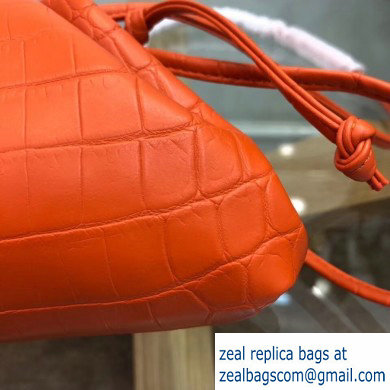 Bottega Veneta Frame The Pouch Clutch Small Bag In Croco Pattern Orange 2019 - Click Image to Close