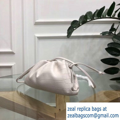 Bottega Veneta Frame The Pouch Clutch Small Bag In Croco Pattern White 2019 - Click Image to Close