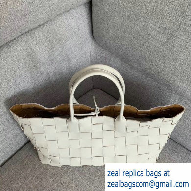 Bottega Veneta Horizontal Medium Tote Bag In Maxi Intreccio White 2019 - Click Image to Close