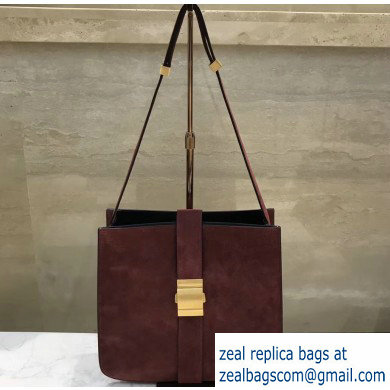 Bottega Veneta Marie Slim Shoulder Bag In Cashmere Suede Burgundy 2019 - Click Image to Close