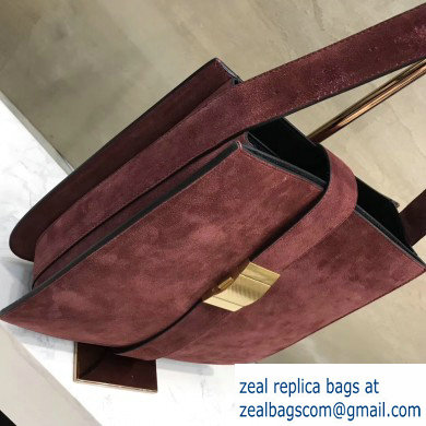 Bottega Veneta Marie Slim Shoulder Bag In Cashmere Suede Burgundy 2019