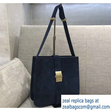 Bottega Veneta Marie Slim Shoulder Bag In Cashmere Suede Dark Blue 2019