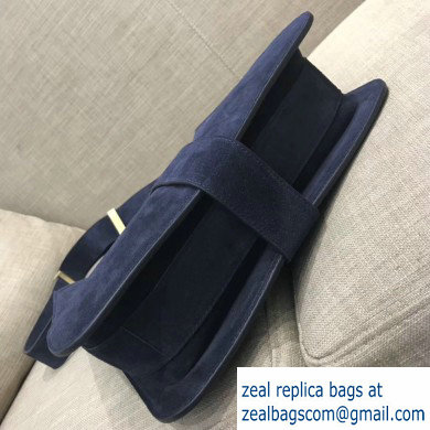 Bottega Veneta Marie Slim Shoulder Bag In Cashmere Suede Dark Blue 2019