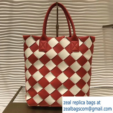 Bottega Veneta Maxi Cabat 30 Tote Bag In Nappa Red/White 2019 - Click Image to Close