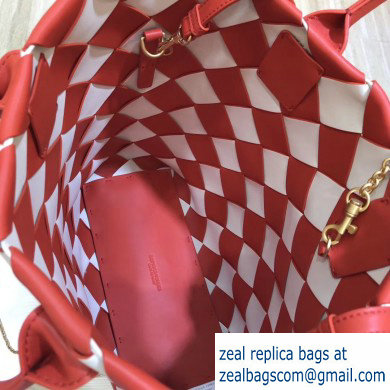 Bottega Veneta Maxi Cabat 30 Tote Bag In Nappa Red/White 2019 - Click Image to Close
